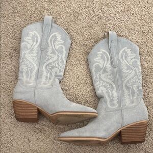 Altar'd State Light Blue Boots with Elegant Stitching